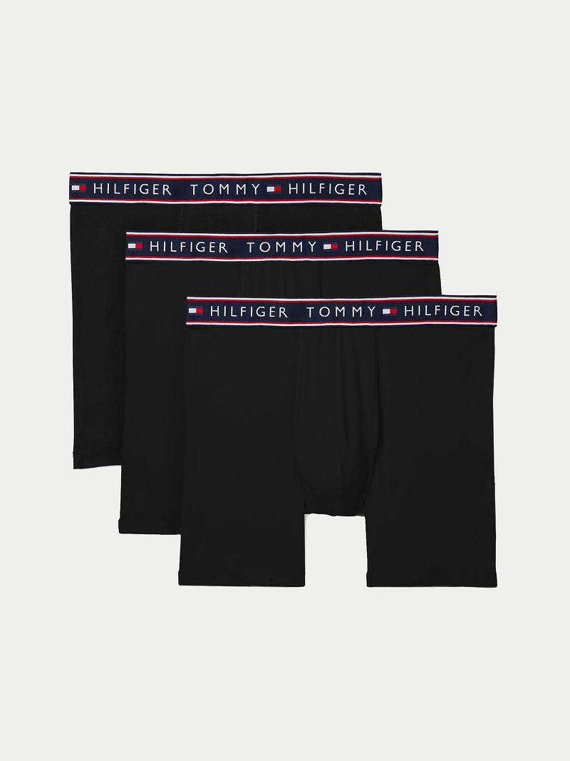 Férfi Tommy Hilfiger Pamut stretch boxer brief 3pk Boxer Briefs Fekete | HU 1378MQZ